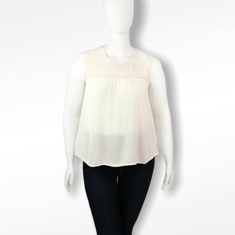 Agate Size Large Cream Embroidered Blouse Top